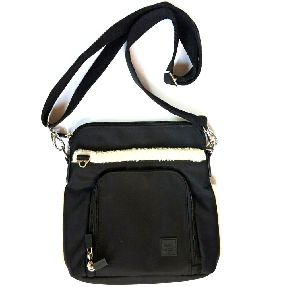 IHKWIP The City Sherpa Trim Black Nylon Multi-Compartment Crossbody Bag Minimal